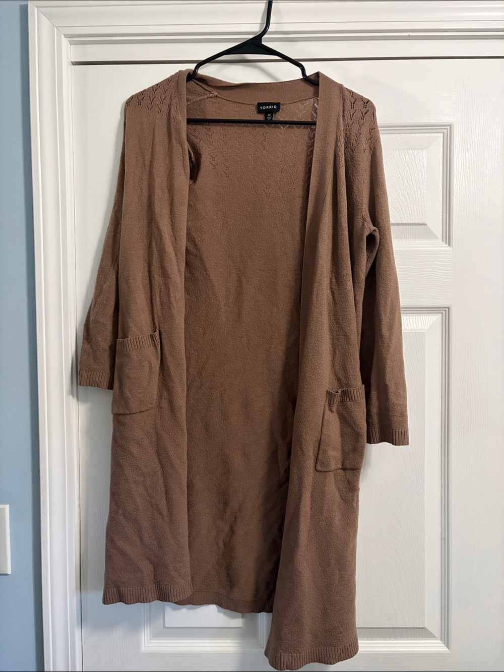 Torrid Open-Front Long Cardigan in Taupe